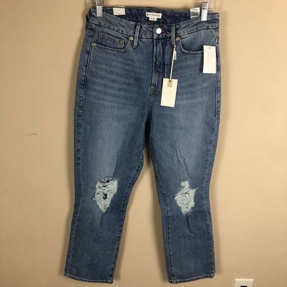 Good American 6/28 Good Boy High Rise Wide Release Hem Indigo - Picture 3 of 10